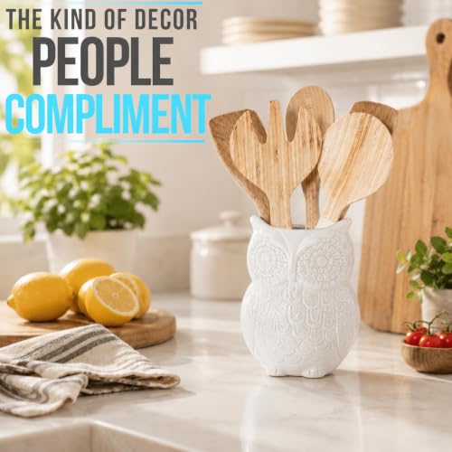 White Owl Utensil Holder (White)
