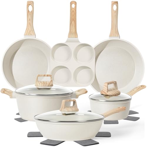 Pots and Pans Set Non Stick (White / 13 Pieces)