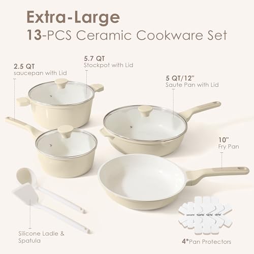 Nonstick Ceramic Cookware Set (Antique White)