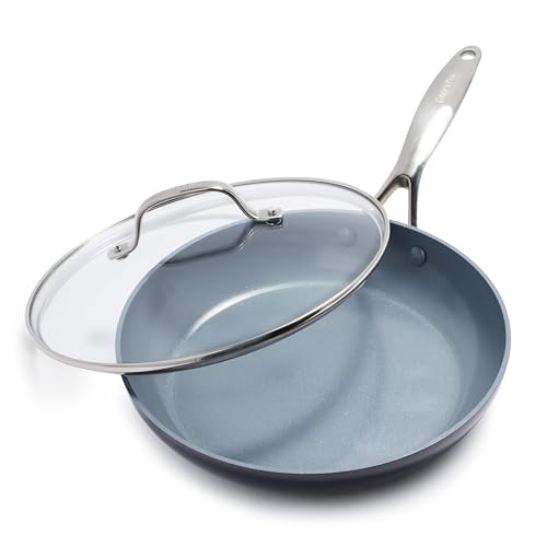 Valencia Pro 10" Ceramic Nonstick Frying Pan with Lid (10" Frying Pan Skillet with Lid / Gray)
