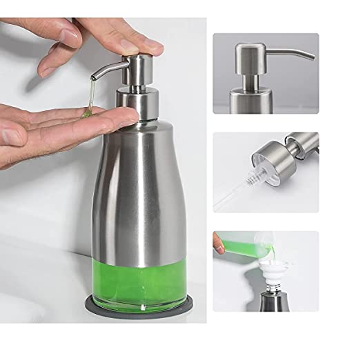 Soap Dispenser with Coaster and Stickers (Brushed Nickel)