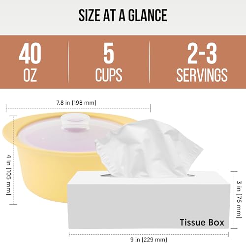 40oz Platinum Silicone Microwave Steamer Pot with Handle & Lid (40oz / Butter Yellow)