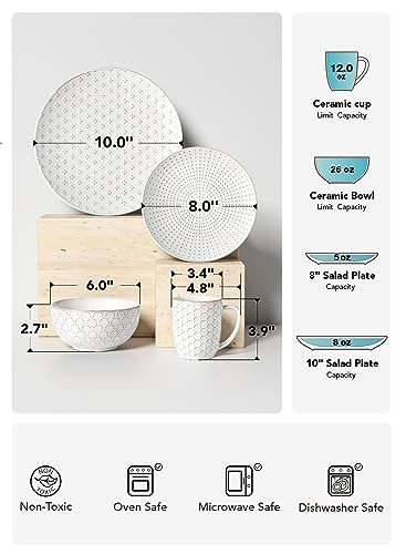 Ceramic Dishes Set for 4 (Dinnerware & Mug 16 pieces)