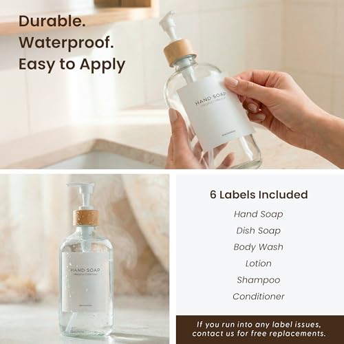 Dish Soap Dispenser Set (Clear Bottles White Bamboo Pumps)