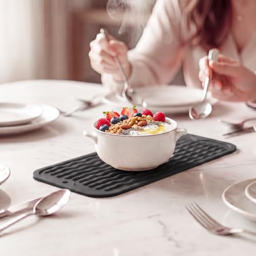 Silicone Dish Drying Mat for Multiple Usage (Gray / 12"L x 6"W)