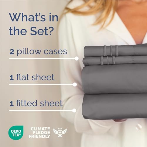 King Size 4 Piece Sheet Set (06 - Dark Grey / King)