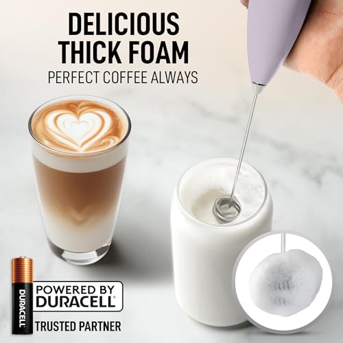 Powerful Milk Frother Wand With Duracell Batteries (Twilight Cloud / Double Whisk + Batteries)