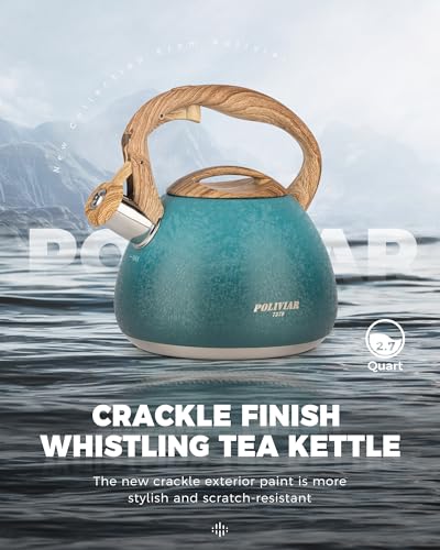POLIVIAR Tea Kettle (2.7 Quarts / Crackle-Blue)