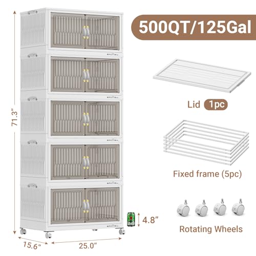 500Qt Stackable Storage Bins with Lid (5 Count)