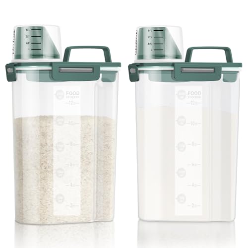 Airtight Rice Storage Container (Darck Green x 2 / 3L-2pack)