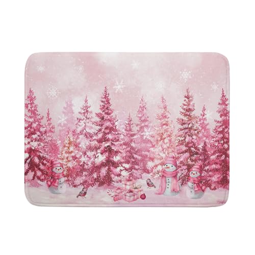 Pink Forest Dish Drying Mat Washable Drying Matt Kitchen Counter (Winter Forest Pink / 24" x 18")