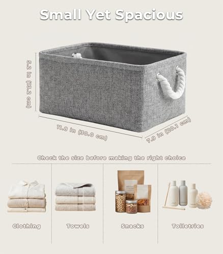 Storage Bins for Shelves (Grey / Small -11.8Lx7.9Wx5.2H)