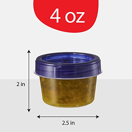 12 Pack Twist Cap Food Storage Containers with Blue Screw on Lid (4 OUNCE)