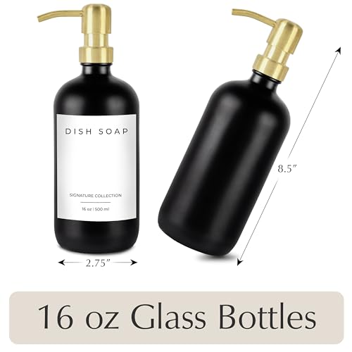 Dish Soap Dispenser for Kitchen (03 – Black / Polished Gold)