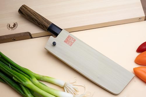 Nashiji High Carbon White Steel #2 Japanese Nakiri Vegetable Knife with Cocobolo Wood Handle (6.5'' (165mm) & Saya)