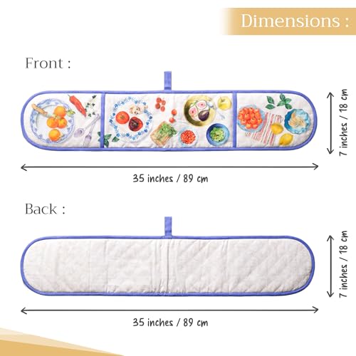Double Oven Mitts 100% Cotton Double Oven Glove (078 - Gourmand / 7" x 35" (Double Oven Mitt))