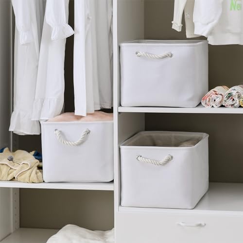 Storage Basket for Shelves (White Color / 3PCS/Large Cube - 16L×12W×12H)