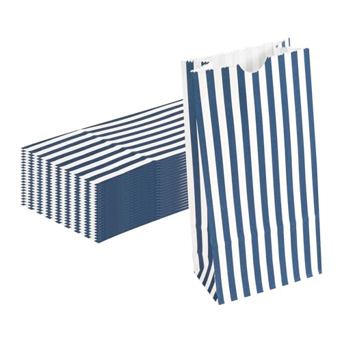 Blue And White Stripe Paper Bag (2 lb / Blue & White)