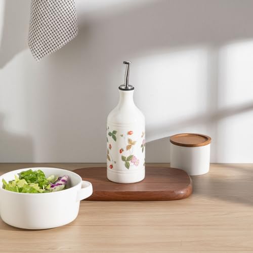 Sweejar Ceramic Olive Oil Dispenser Bottle for Kitchen (15.5 oz, Set of 1 / Strawberry)