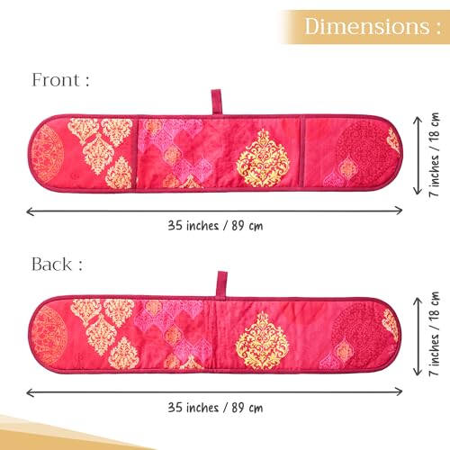 Double Oven Mitts 100% Cotton Double Oven Glove (045 - Versailles / 7" x 35" (Double Oven Mitt))