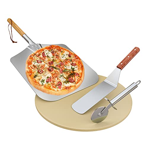 4 pcs Pizza Stone & Peel Set