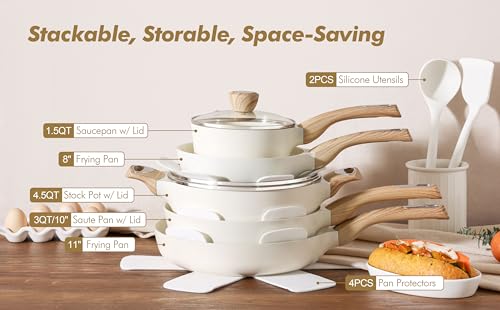 Ceramic Cookware Sets (Granite Ceramic White)