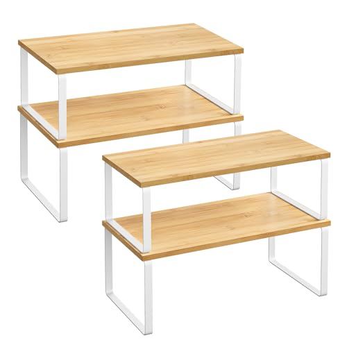 Cabinet Organizer Shelf (Black + Greige / 2*L (5.4"H) + 2*L (6.2"H))