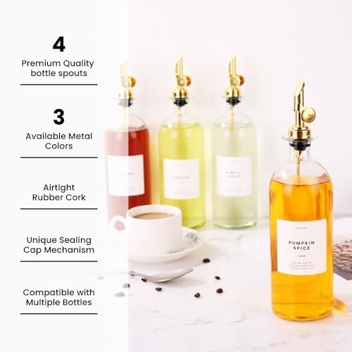 Liquor Pour Spout Made of Stainless Steel with Automatic Anti (Gold / Set of 4)