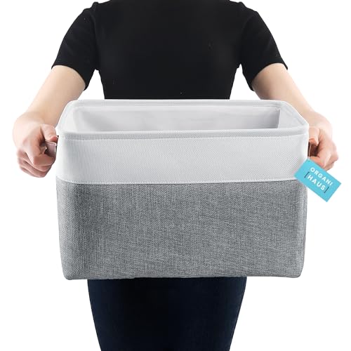 16x12.5in Storage Baskets (Gray / Off-White / Extra Large - 3pc)