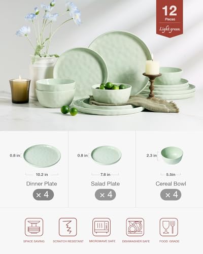Mars Stoneware Dinnerware Set for 4 (Light Green / Set(12pcs))