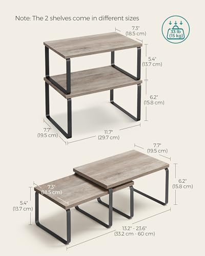 Cabinet Organizer Shelf (Black + Greige / 11.7"W)