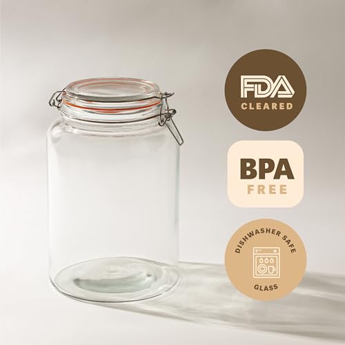Large 1 Gallon Glass Mason Jar with Hinged Lids (1 Gallon)