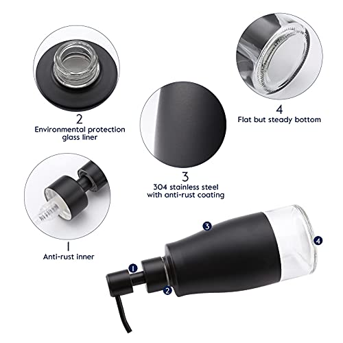 Black Soap Dispenser with Coaster and Stickers (Matte Black)