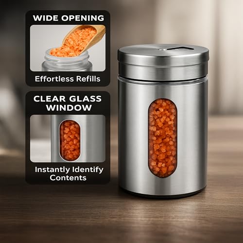 4 Piece Salt and Pepper Shakers Set (Silver)