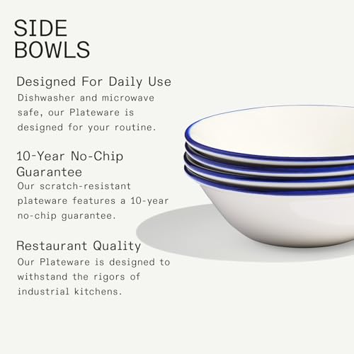Cookware Set of 4 (White w/ Navy Rim / 4-Piece)