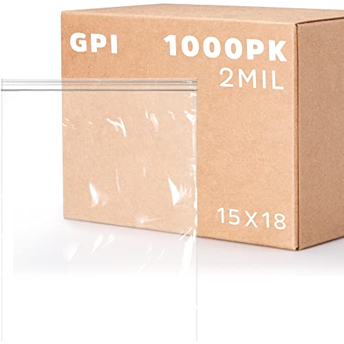 GPI 15" x 18" large Zip Bags (1000 Count)