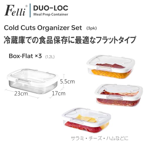Duo Loc Deli Meat Containers for Fridge with Airtight Lids (Deli Meat 3pk)