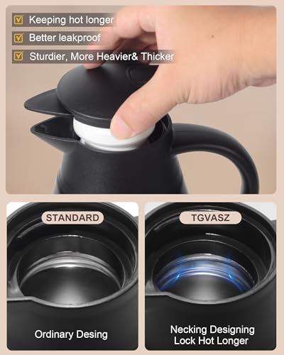 70Oz Thermal Coffee Carafe for keeping hot (Black/Silver / 70 Ounces)