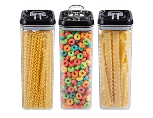 Flip Tite TALL Storage Container with Lid 4" Air Tight Easy Open Ring Top (Black / 4")