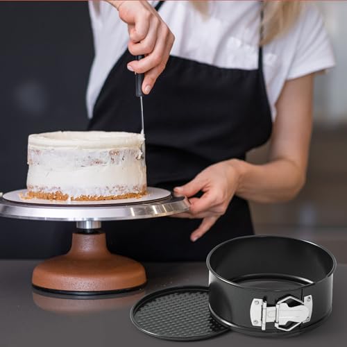 4 Pcs 7 Inch Non Stick Springform Pan with Removable Bottom Carbon Steel Cheesecake Pan Round Springform Cake Mold with Stainless Steel Spring Buckles for Baking Kitchens Restaurant (4 Count)