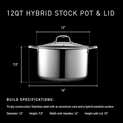 12QT Hybrid Nonstick Braiser Stock Pot with Lid