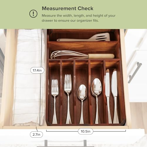 Silverware & Utensil Organizer (Natural Acacia)