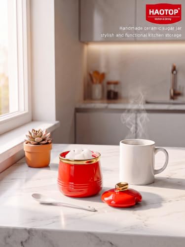 12oz Ceramic Sugar Bowl with Lid and Spoon