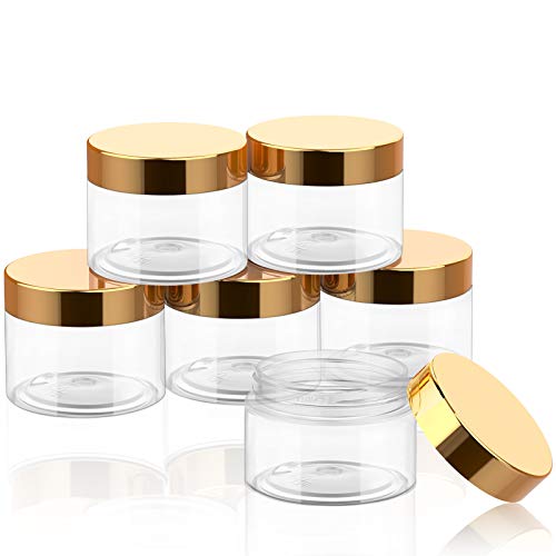 6 Pack 10 oz Plastic Jars Containers with Lids Wide (6 Count)
