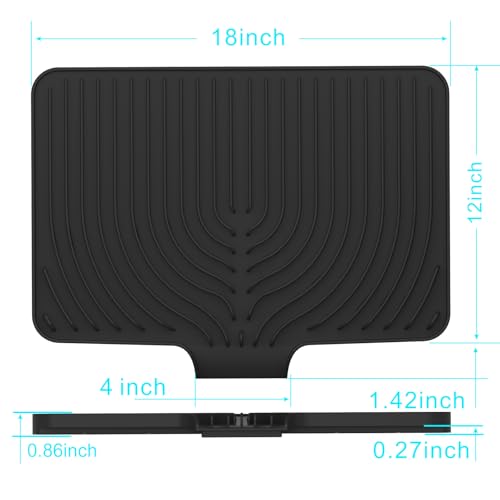 Dish Drying Mat for sink with a bulged edge (18"×12"Raised Sink / Black)