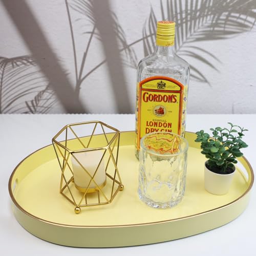 Yellow Plastic Serving Tray for Ottoman (Oval Yellow / 15.5" x 10.6" x 1.4")