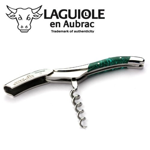 Laguiole en Aubrac corkscrew sommelier waiters knife 3 functions SOM99PMI malachite handle