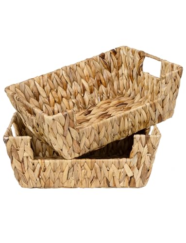 Pantry Baskets for Organizing (Natural(Water Hyacinth) / 13 ½"L x 10 ¾"W x 5"H)