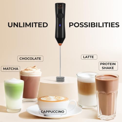 Rechargeable Milk Frother Handheld (Zulay Dynamic Black & Copper / Rechargeable Z1 Motor Max)