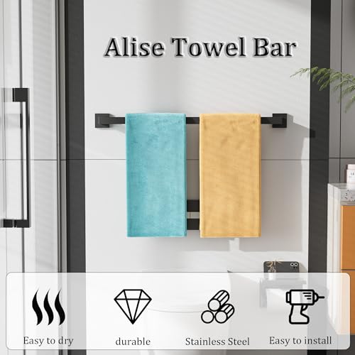 Black Towel Bar Towel Racks for Bathroom Wall Mount 28 Inch (Single 28 Inch / Matte Black)